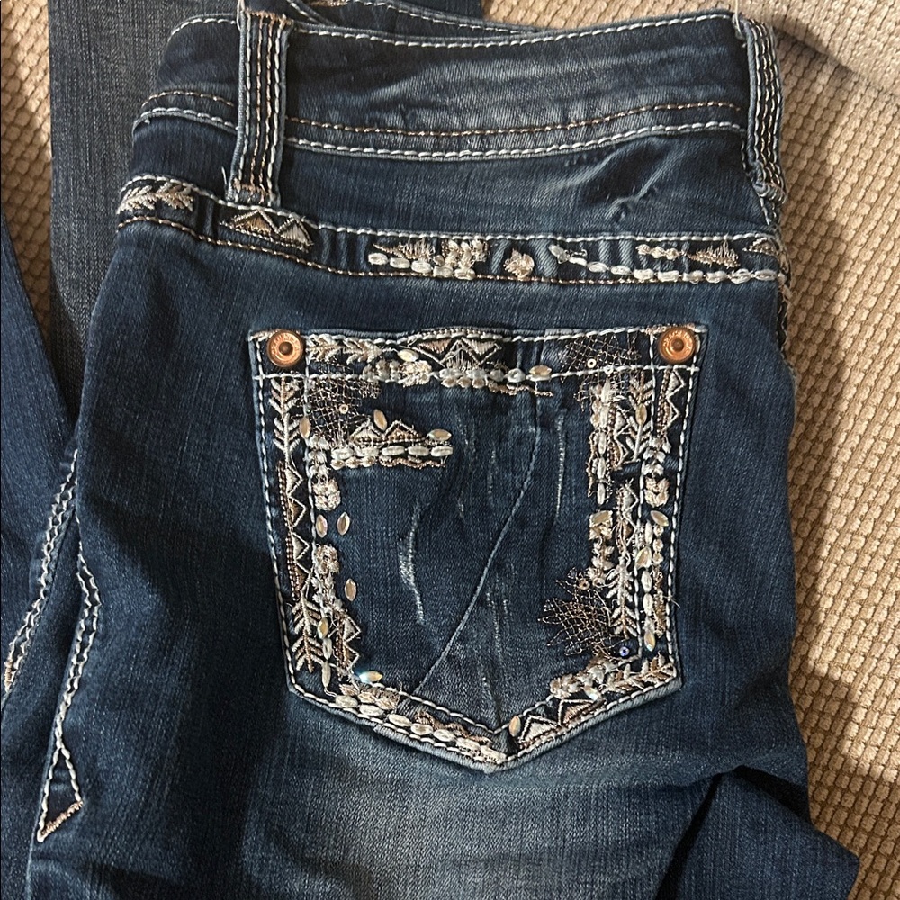 Embroidered Blue Jeans